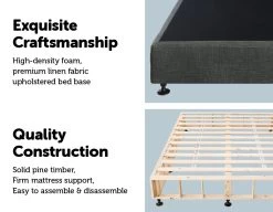 Palermo Queen Ensemble Bed Base Platinum Graphite Linen Fabric -Best Bedding Store 823161 3 1