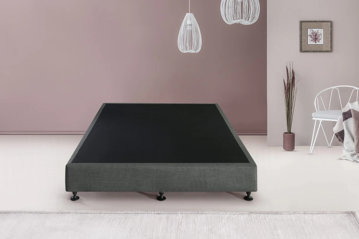 Palermo King Single Ensemble Bed Base Platinum Graphite Linen Fabric 4 Palermo King Single Ensemble Bed Base Platinum Graphite Linen Fabric - Image 2