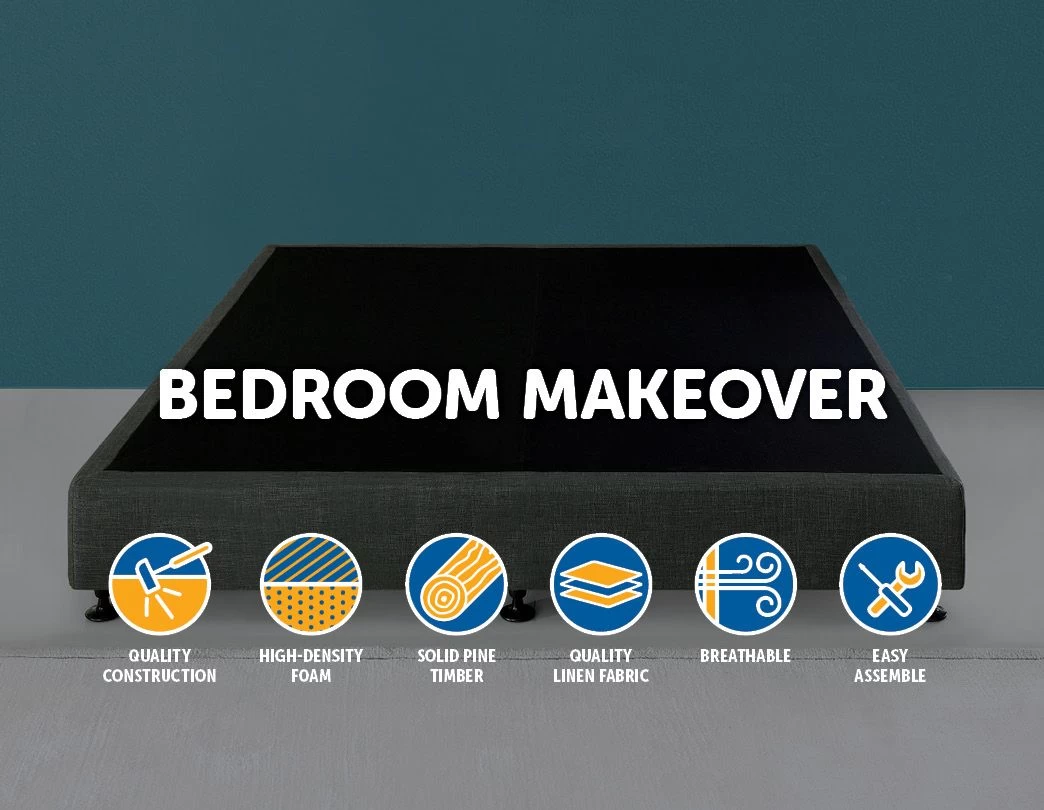 Palermo King Ensemble Bed Base Platinum Graphite Linen Fabric 5 Palermo King Ensemble Bed Base Platinum Graphite Linen Fabric - Image 3