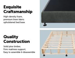 Palermo King Ensemble Bed Base Platinum Graphite Linen Fabric 10 Palermo King Ensemble Bed Base Platinum Graphite Linen Fabric -Best Bedding Store 823241 3 1