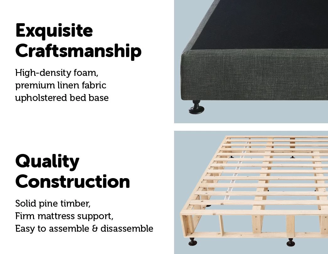 Palermo King Ensemble Bed Base Platinum Graphite Linen Fabric 6 Palermo King Ensemble Bed Base Platinum Graphite Linen Fabric - Image 4