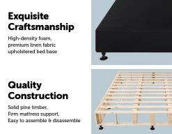 Palermo King Ensemble Bed Base Midnight Black Linen Fabric -Best Bedding Store 823261 3 1