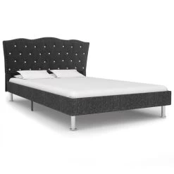 Bed Frame Dark Grey Fabric 106x203 Cm King Single