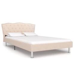 Bed Frame Cream Fabric 106x203 Cm King Single