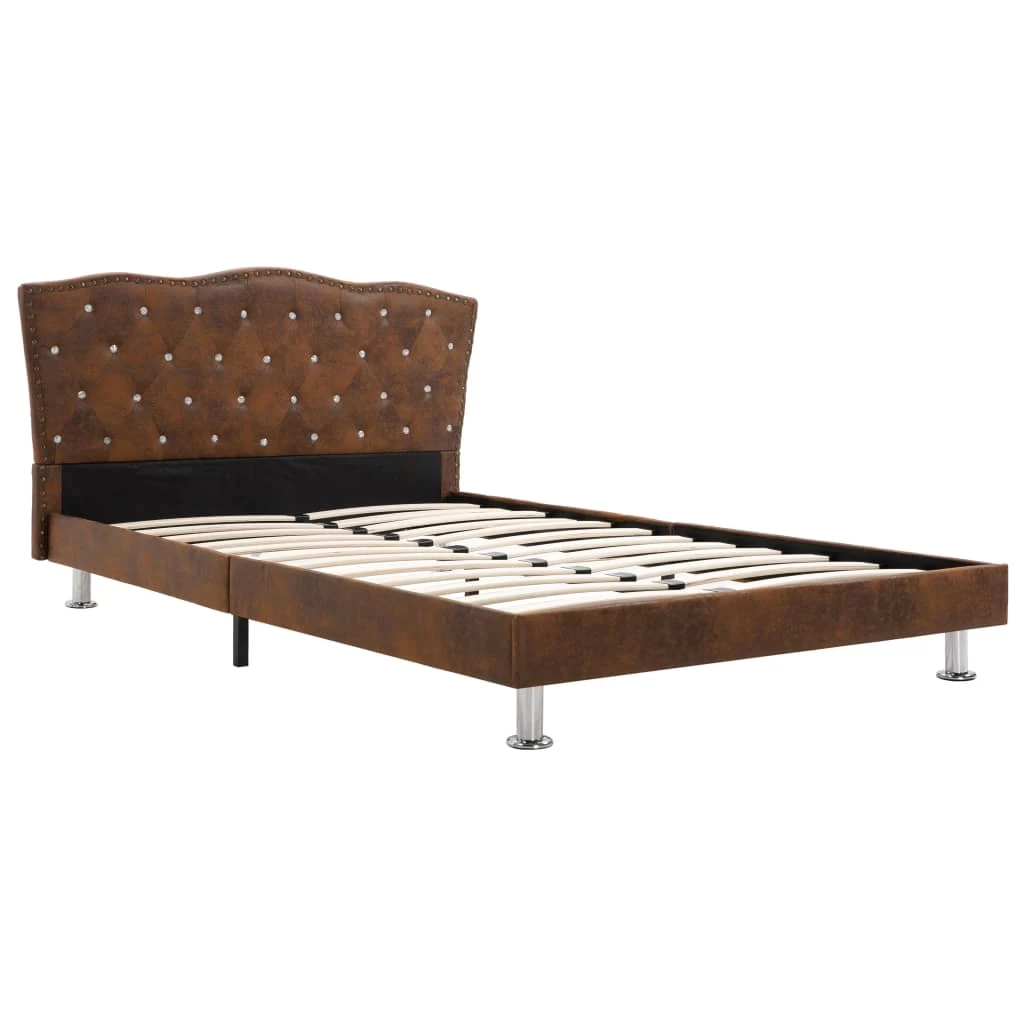 Bed Frame Brown Fabric 106x203 Cm King Single 4 Bed Frame Brown Fabric 106x203 Cm King Single - Image 2