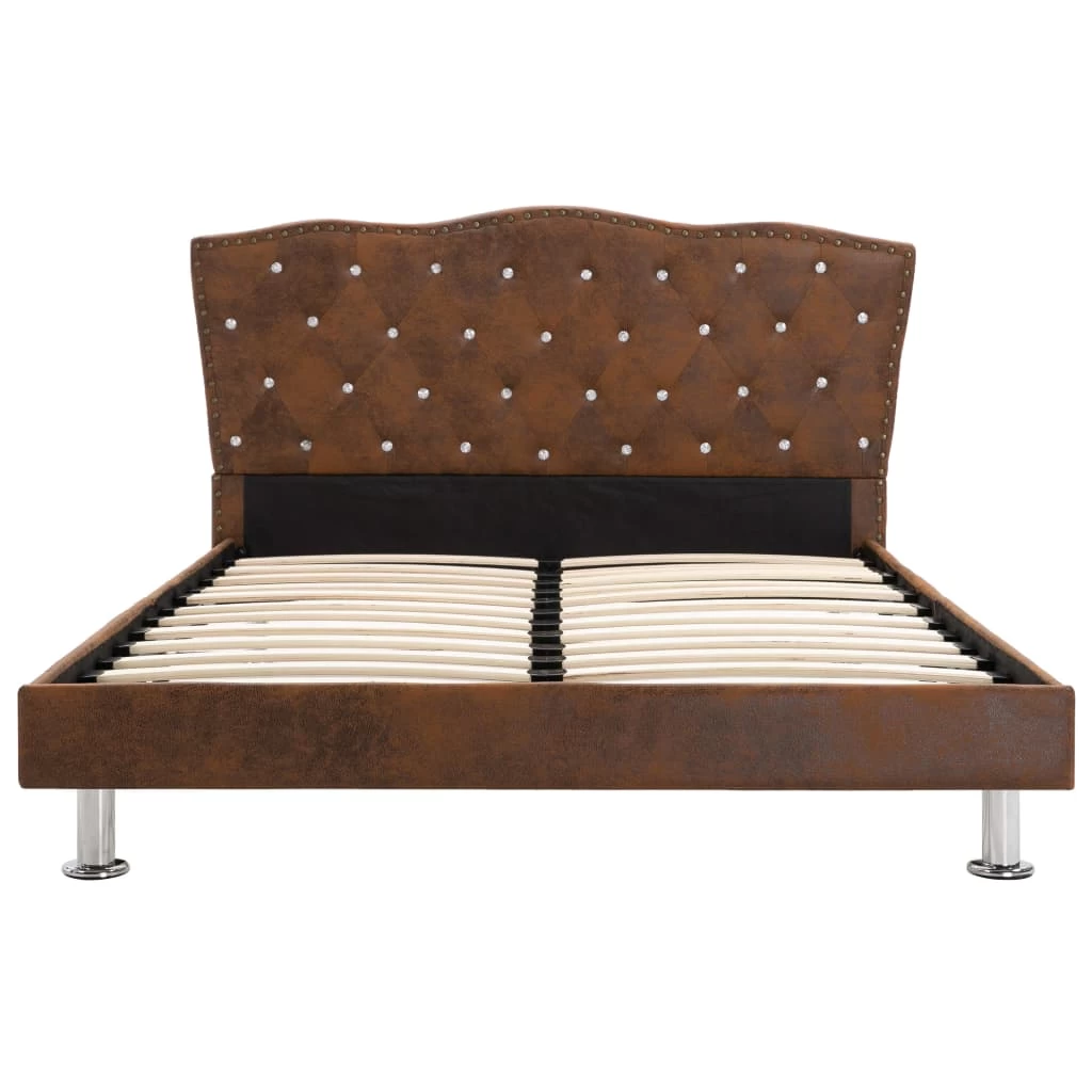 Bed Frame Brown Fabric 106x203 Cm King Single 5 Bed Frame Brown Fabric 106x203 Cm King Single - Image 3