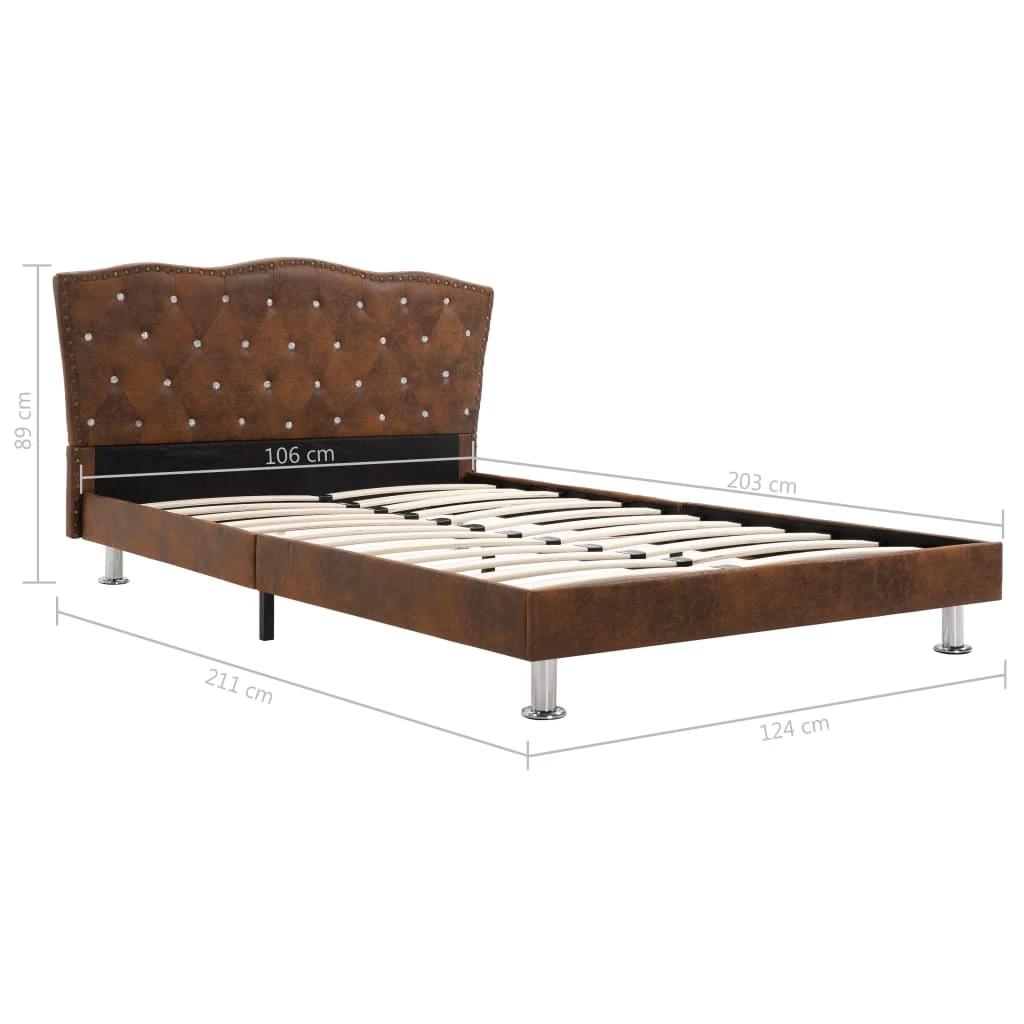 Bed Frame Brown Fabric 106x203 Cm King Single 9 Bed Frame Brown Fabric 106x203 Cm King Single - Image 7
