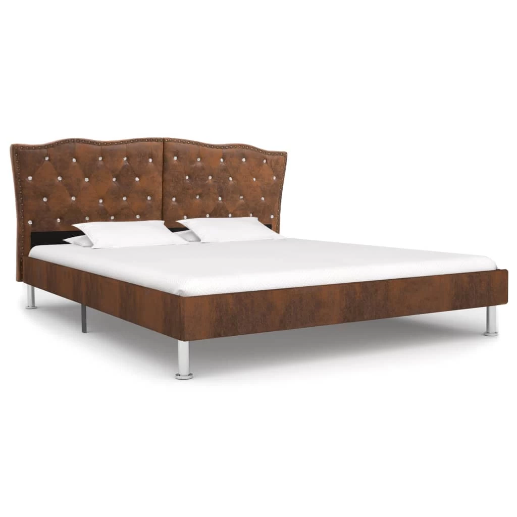 Bed Frame Brown Fabric 183x203 Cm King 3 Bed Frame Brown Fabric 183x203 Cm King