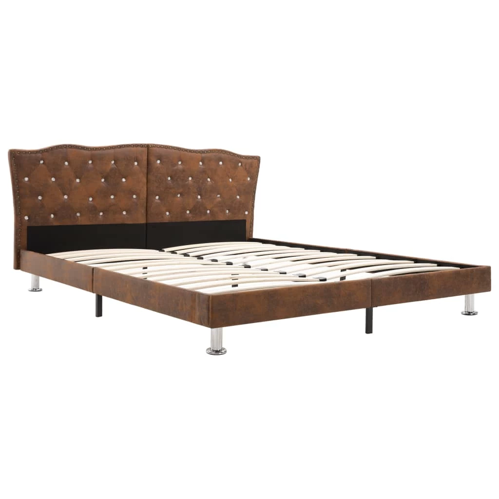 Bed Frame Brown Fabric 183x203 Cm King 4 Bed Frame Brown Fabric 183x203 Cm King - Image 2