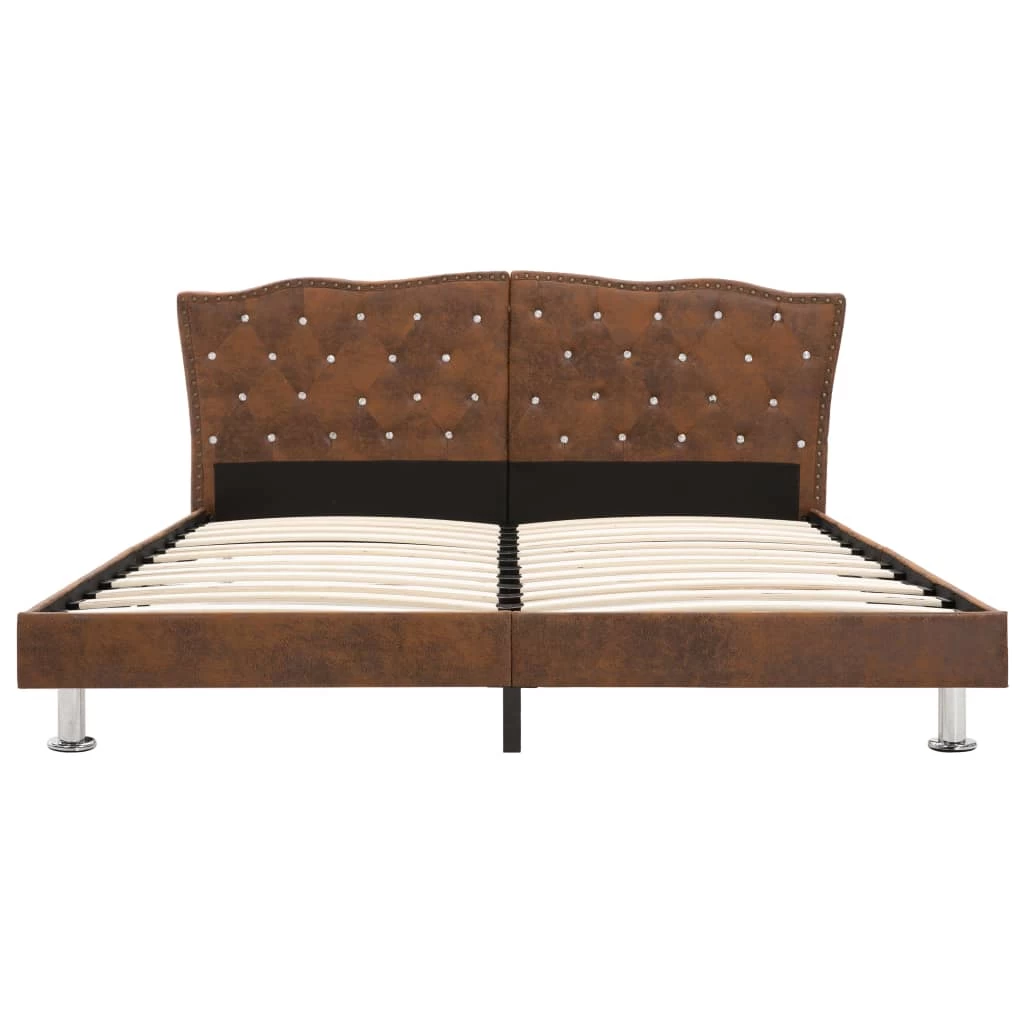 Bed Frame Brown Fabric 183x203 Cm King 5 Bed Frame Brown Fabric 183x203 Cm King - Image 3