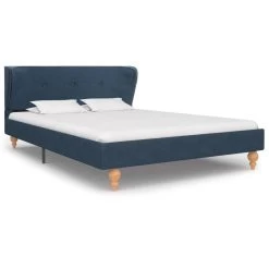 Bed Frame Blue Fabric 106x203 Cm King Single