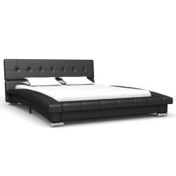 Bed Frame Black Faux Leather 106x203 Cm King Single