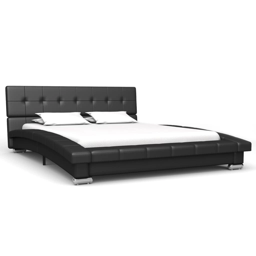 Bed Frame Black Faux Leather 106x203 Cm King Single 3 Bed Frame Black Faux Leather 106x203 Cm King Single