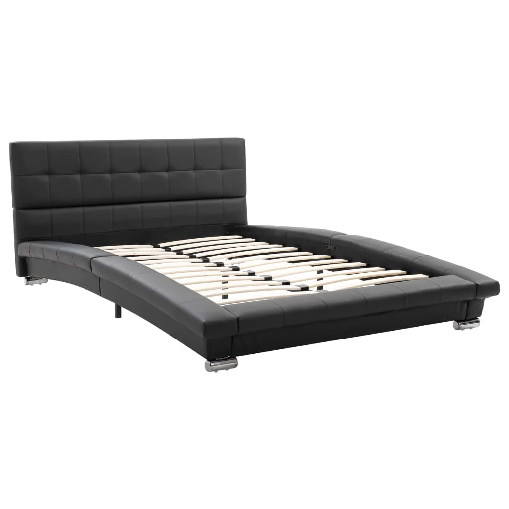 Bed Frame Black Faux Leather 106x203 Cm King Single 5 Bed Frame Black Faux Leather 106x203 Cm King Single - Image 3