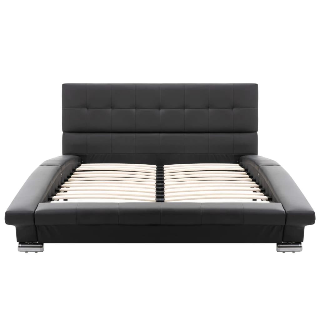 Bed Frame Black Faux Leather 106x203 Cm King Single 6 Bed Frame Black Faux Leather 106x203 Cm King Single - Image 4