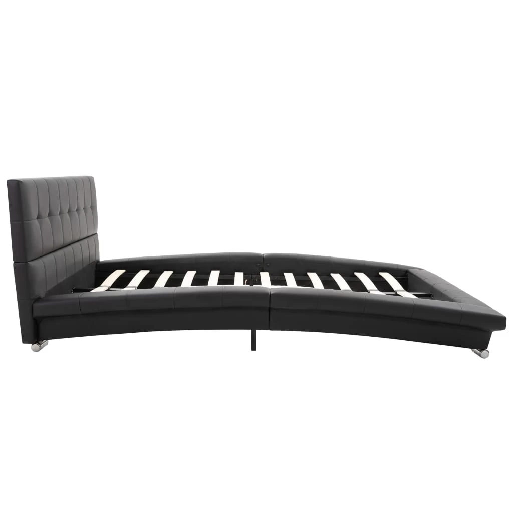 Bed Frame Black Faux Leather 106x203 Cm King Single 7 Bed Frame Black Faux Leather 106x203 Cm King Single - Image 5