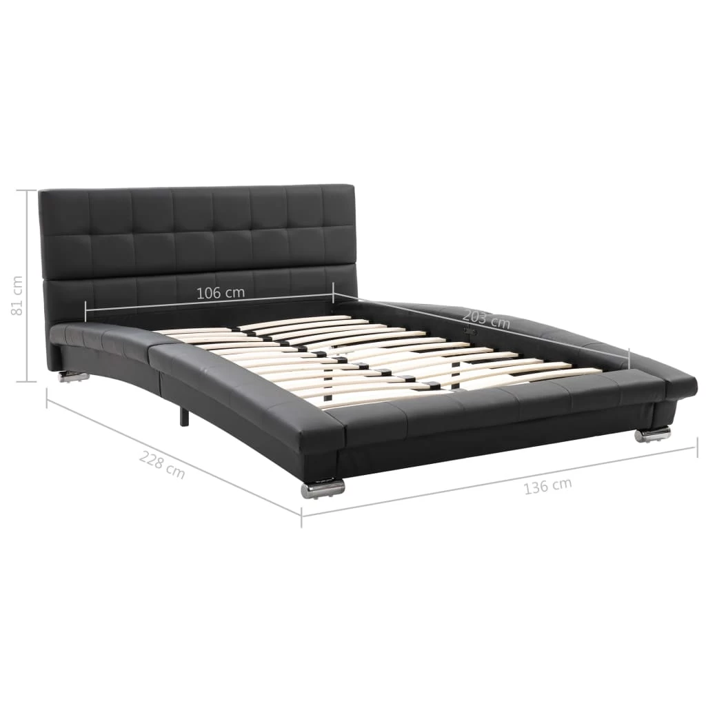 Bed Frame Black Faux Leather 106x203 Cm King Single 10 Bed Frame Black Faux Leather 106x203 Cm King Single - Image 8