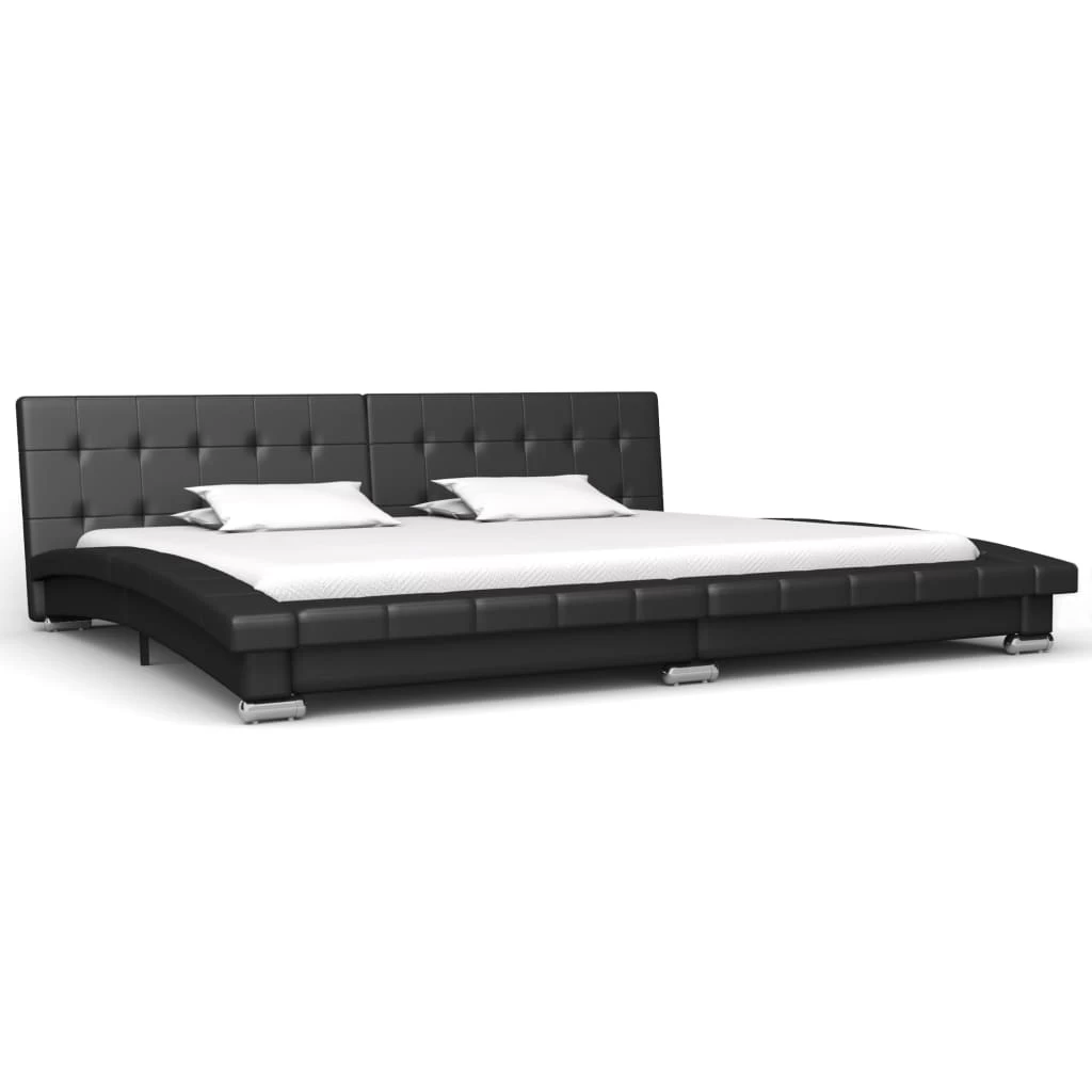 Bed Frame Black Faux Leather 183x203 Cm King 3 Bed Frame Black Faux Leather 183x203 Cm King