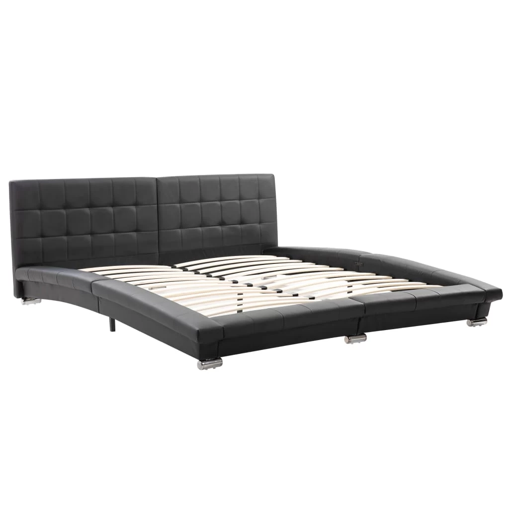 Bed Frame Black Faux Leather 183x203 Cm King 5 Bed Frame Black Faux Leather 183x203 Cm King - Image 3
