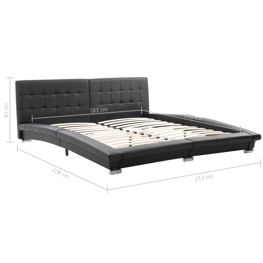 Bed Frame Black Faux Leather 183x203 Cm King 10 Bed Frame Black Faux Leather 183x203 Cm King - Image 8