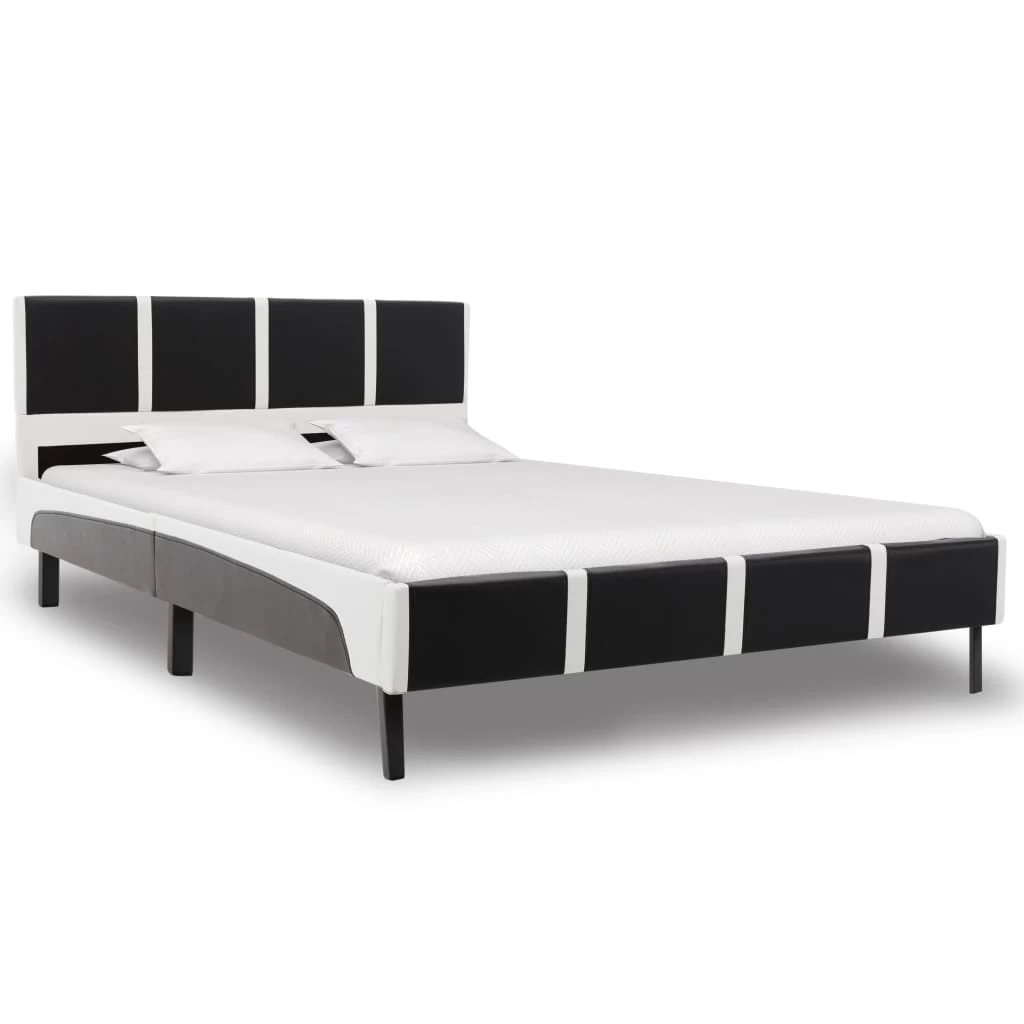 Bed Frame Black And White Faux Leather 106x203 Cm King Single 3 Bed Frame Black And White Faux Leather 106x203 Cm King Single