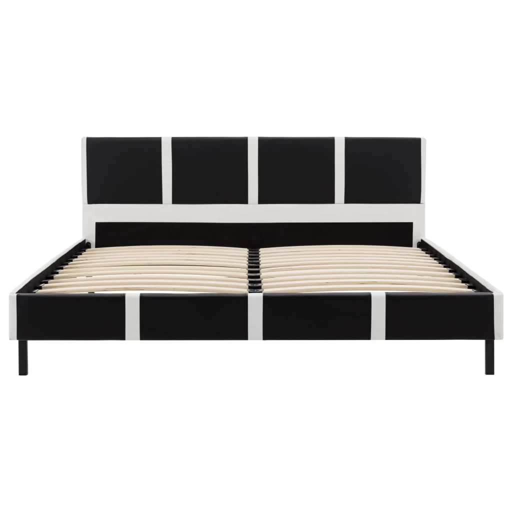 Bed Frame Black And White Faux Leather 106x203 Cm King Single 6 Bed Frame Black And White Faux Leather 106x203 Cm King Single - Image 4