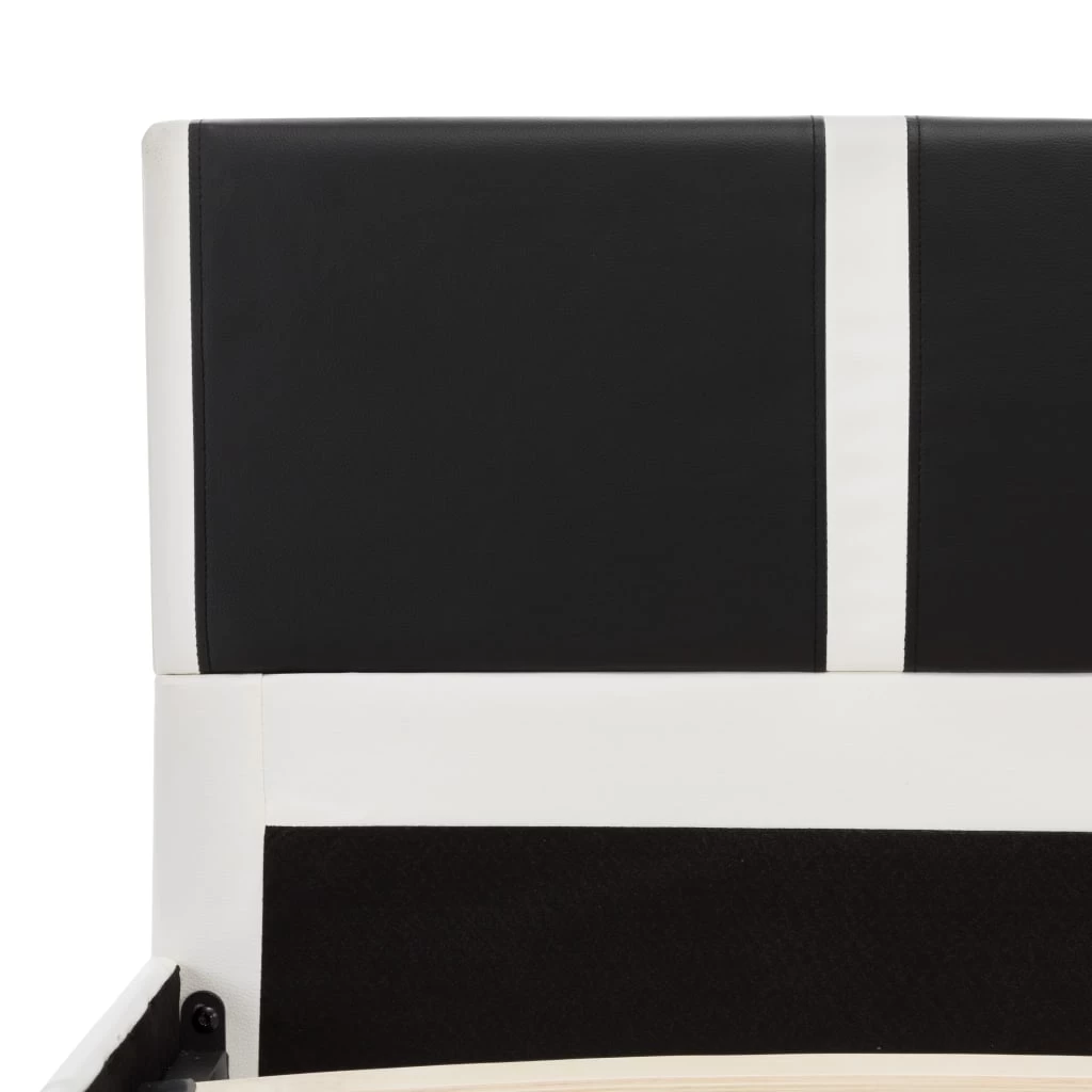 Bed Frame Black And White Faux Leather 106x203 Cm King Single 8 Bed Frame Black And White Faux Leather 106x203 Cm King Single - Image 6