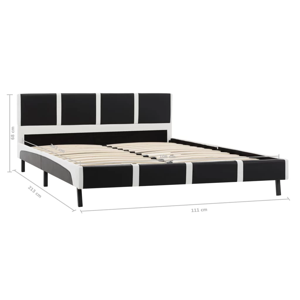 Bed Frame Black And White Faux Leather 106x203 Cm King Single 11 Bed Frame Black And White Faux Leather 106x203 Cm King Single - Image 9