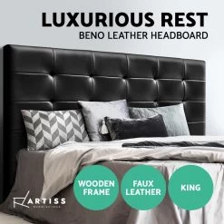Artiss BENO King Size Bed Head Headboard Bedhead Leather Base Frame 7 Artiss BENO King Size Bed Head Headboard Bedhead Leather Base Frame -Best Bedding Store BFRAME E BENO K BK 02