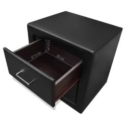 Artiss PVC Leather Bedside Table - Black 15 Artiss PVC Leather Bedside Table - Black -Best Bedding Store BFRAME E BSIDE BK 02