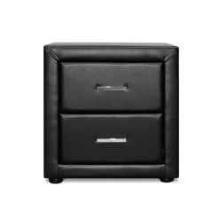 Artiss PVC Leather Bedside Table - Black 16 Artiss PVC Leather Bedside Table - Black -Best Bedding Store BFRAME E BSIDE BK 03