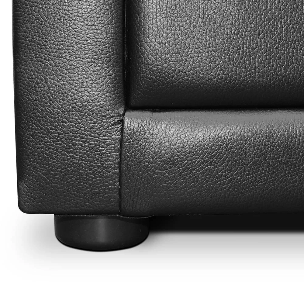 Artiss PVC Leather Bedside Table - Black 10 Artiss PVC Leather Bedside Table - Black - Image 8