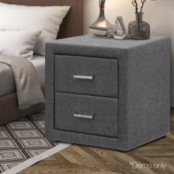 Artiss Fabric Bedside Table - Grey -Best Bedding Store BFRAME E BSIDE GY 09