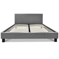 Bed Frame Double Size Base Mattress Platform Full Size Fabric Wooden Grey NEO -Best Bedding Store BFRAME E NEO D GY AB 02