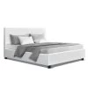 Bed Frame Double Size Base Mattress Platform Full Size Leather Wooden White NEO