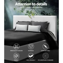 Bed Frame Double Size Base Mattress Platform Full Size Leather Wooden White NEO -Best Bedding Store BFRAME E NEO D WH AB 02