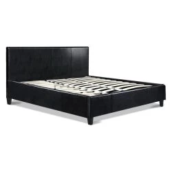 Artiss King Size Bed Frame Base Mattress Platform Leather Wooden Black NEO
