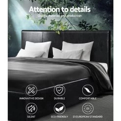 Artiss King Size Bed Frame Base Mattress Platform Leather Wooden Black NEO -Best Bedding Store BFRAME E NEO K BK ABC 03