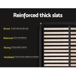 Bed Frame King Size Base Mattress Platform Full Size Fabric Wooden Grey NEO -Best Bedding Store BFRAME E NEO K GY ABC 04