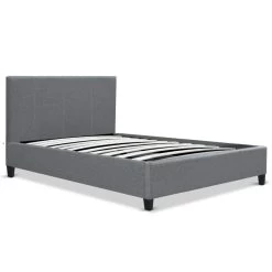 Bed Frame King Single Full Size Base Mattress Platform Fabric Wooden Grey NEO
