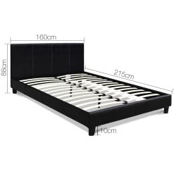 Bed Frame Queen Size Base Mattress Platform Full Size Leather Wooden Black NEO -Best Bedding Store BFRAME E NEO Q BK AB 01