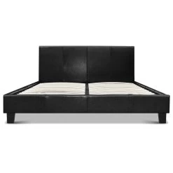 Bed Frame Queen Size Base Mattress Platform Full Size Leather Wooden Black NEO -Best Bedding Store BFRAME E NEO Q BK AB 02