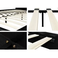 Bed Frame Queen Size Base Mattress Platform Full Size Leather Wooden Black NEO -Best Bedding Store BFRAME E NEO Q BK AB 07