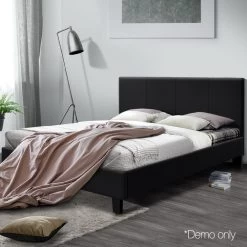 Bed Frame Queen Full Size Base Mattress Platform Fabric Wooden Charcoal NEO -Best Bedding Store BFRAME E NEO Q CHAR AB 09