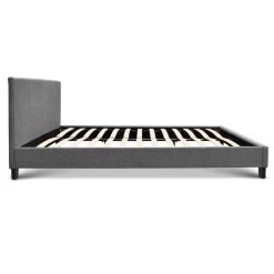 Bed Frame Queen Size Base Mattress Platform Full Size Fabric Wooden Grey NEO -Best Bedding Store BFRAME E NEO Q GY AB 03