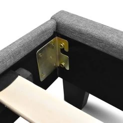 Bed Frame Queen Size Base Mattress Platform Full Size Fabric Wooden Grey NEO -Best Bedding Store BFRAME E NEO Q GY AB 07