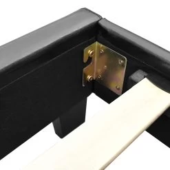 Bed Frame Single Size Base Mattress Platform Full Size Leather Wooden Black NEO -Best Bedding Store BFRAME E NEO S BK AB 06