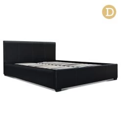 Artiss Double Size PU Leather And Wood Bed Frame Headboard - Black