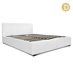 Artiss Double Size PU Leather And Wood Bed Frame Headboard -White