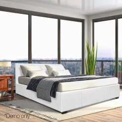 Artiss Double Size PU Leather And Wood Bed Frame Headboard -White -Best Bedding Store BFRAME E NINO D WH AB 09